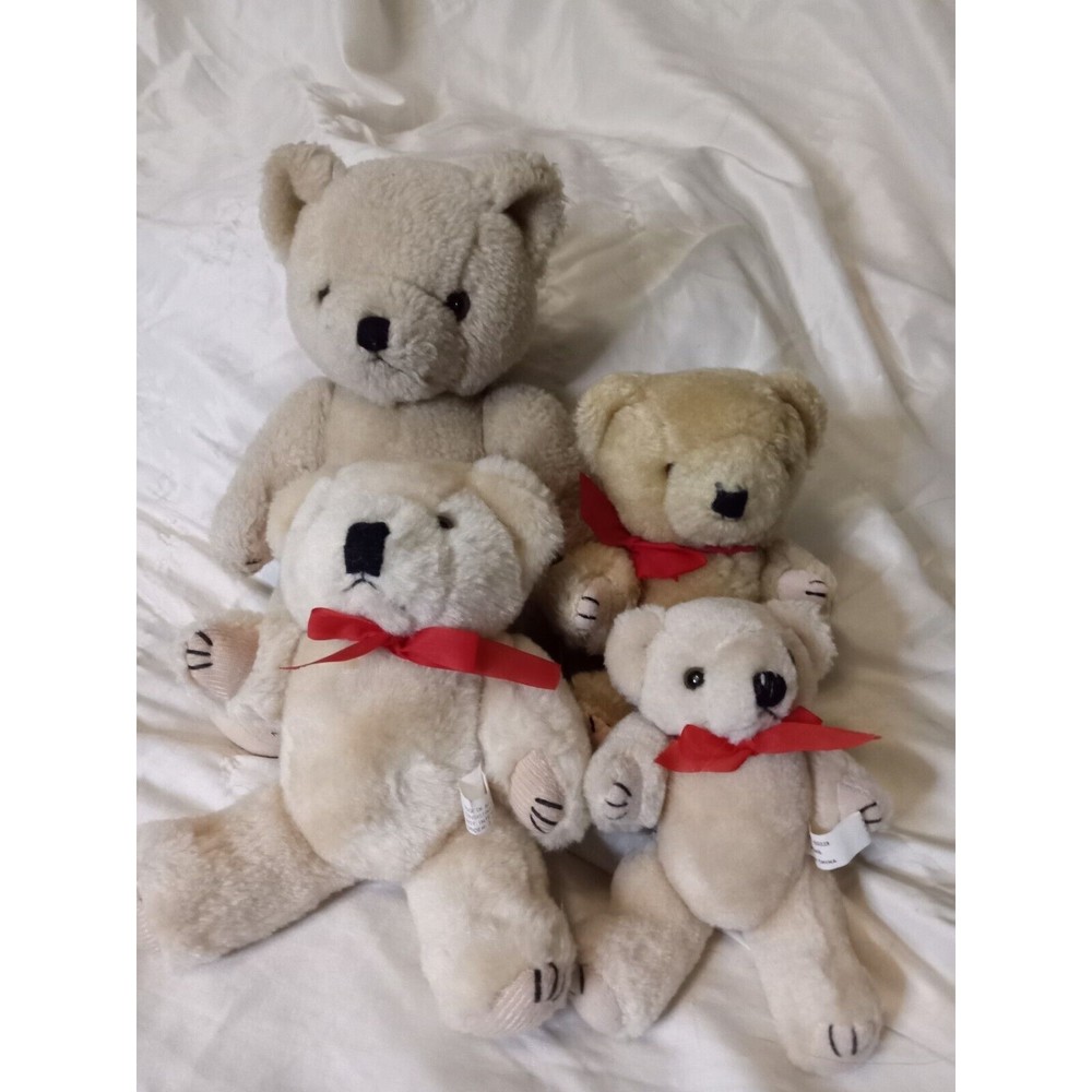 Lot of Four 4 VTG Teddy Bear Plush Articulated 10" Lillian Vernon Styled Animal